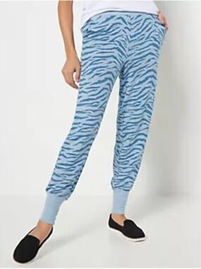 All Worthy Blue Zebra Print Lounge Pants - Relaxed Fit